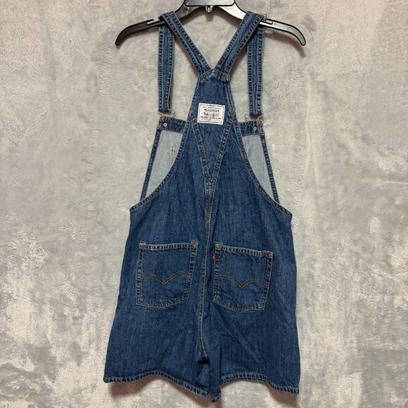 Levi Two Horse Brand Shortalls Womens Sz S Dark Blue Denim Cotton Bib Overalls - Picture 5 of 11